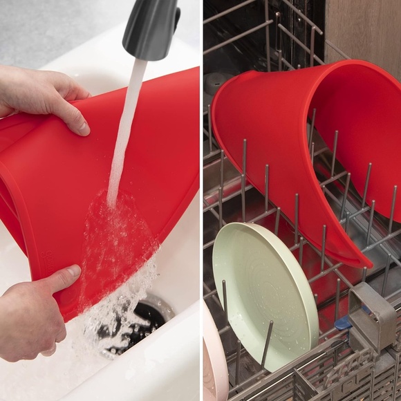 Kids Silicone Placemats w/ Suction Cups, Raised Edges, Non-Slip - Red XL 22”x11 - Picture 6 of 9